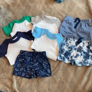 Baby boy shorts and onesies. Newborn